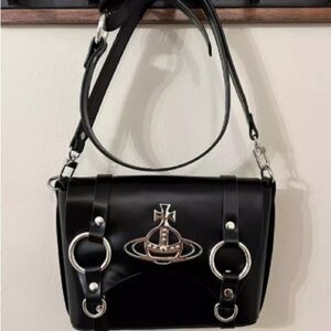 🏙️Nana Betty Kim smooth leather shoulder black Satchel Bag